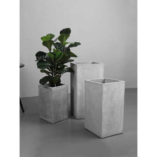 水泥盆花盆花箱种植箱花槽户外庭院花卉绿植盆景盆高方形镁泥外贸