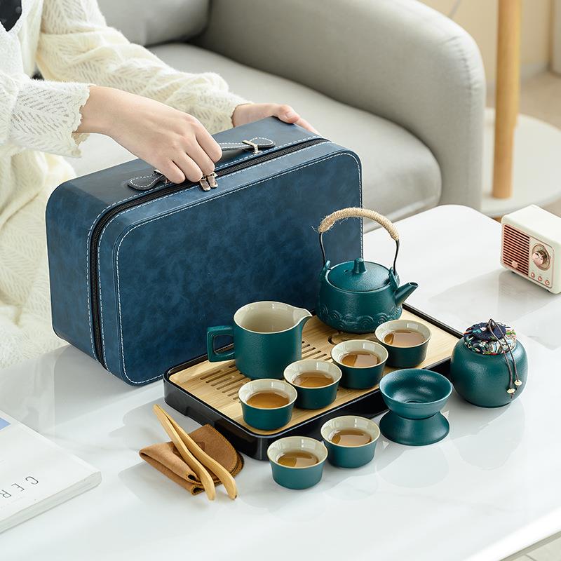 功夫茶具户外旅行茶具套装茶盘家用便携式泡茶壶中秋国庆礼品