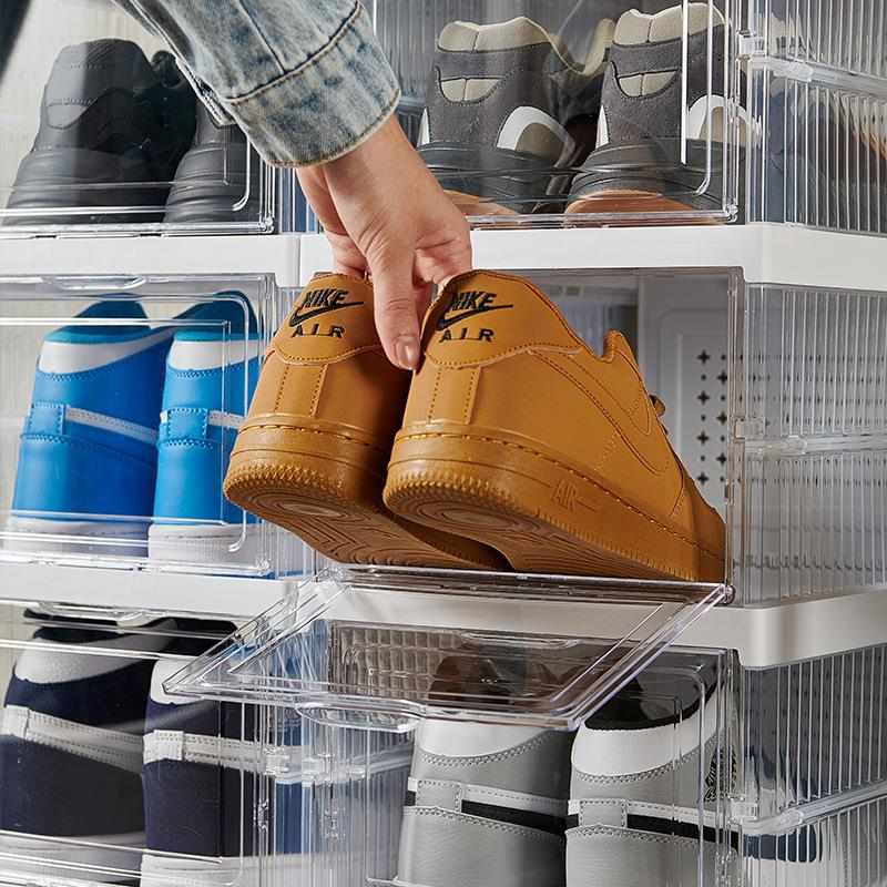 安装塑料鞋架鞋盒宿舍简易折叠拼装pp鞋柜透明收纳盒免防尘