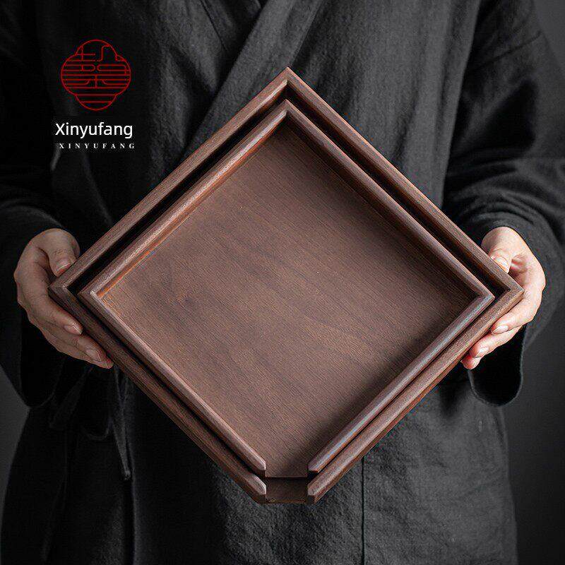 覆古核桃茶分盒家用普洱茶饼收纳盒开茶盘功夫茶具配件撬茶盘大