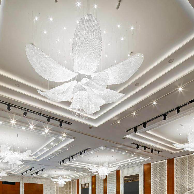 酒店中式工程灯具创意花瓣吊灯造型灯商场沙盘售楼部大型艺术吊灯