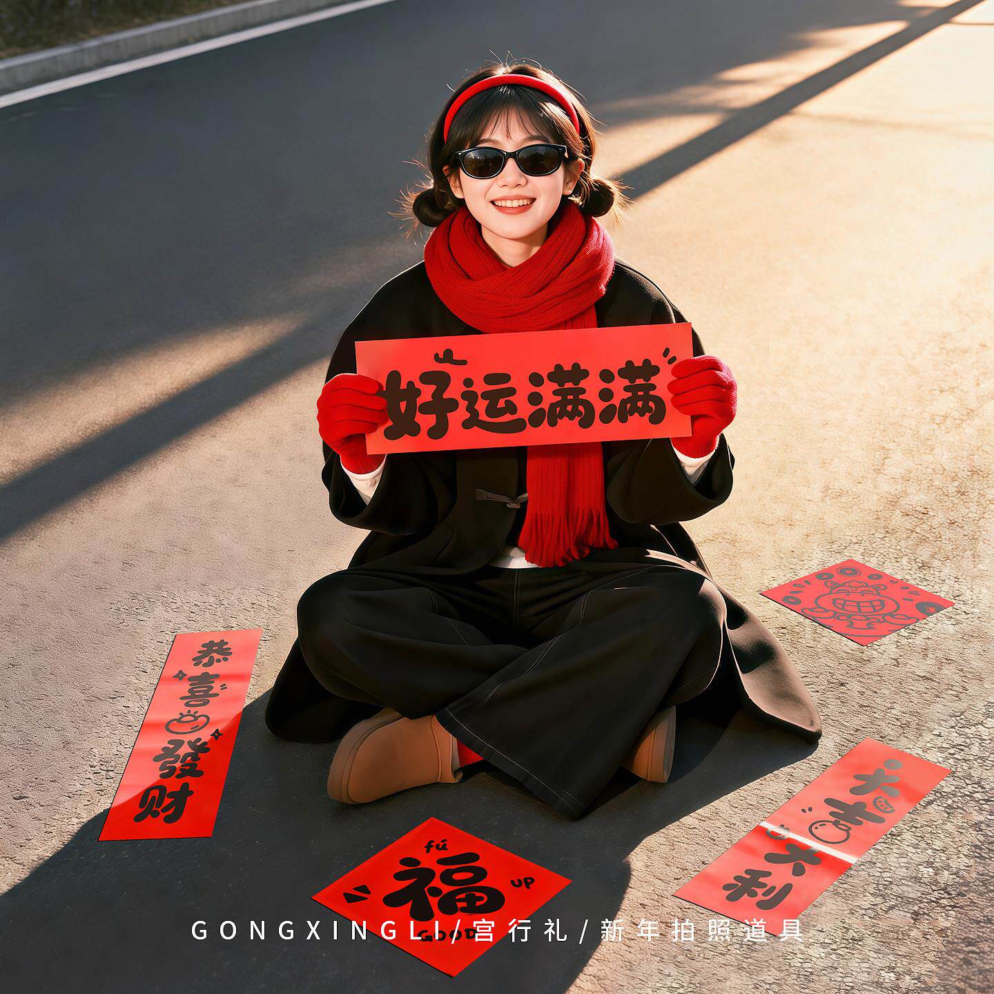 2026春节马年新年拍照道具装饰品氛围布置对联过拜年视频跨年拍摄
