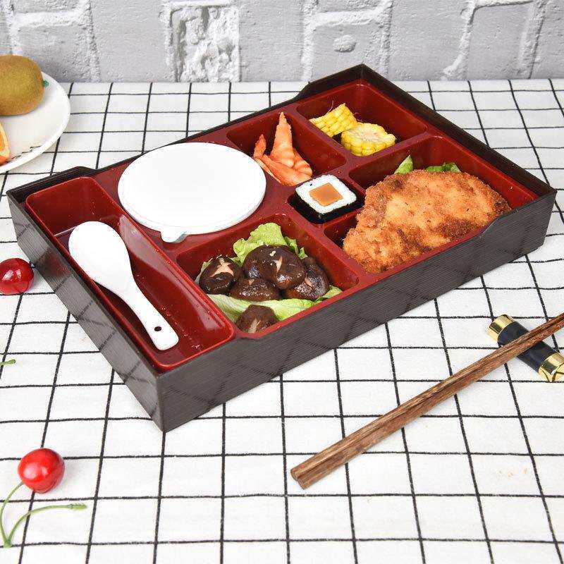 现货商务套餐饭餐盒放日式326便当盒特大号带碗盒可筷子勺子