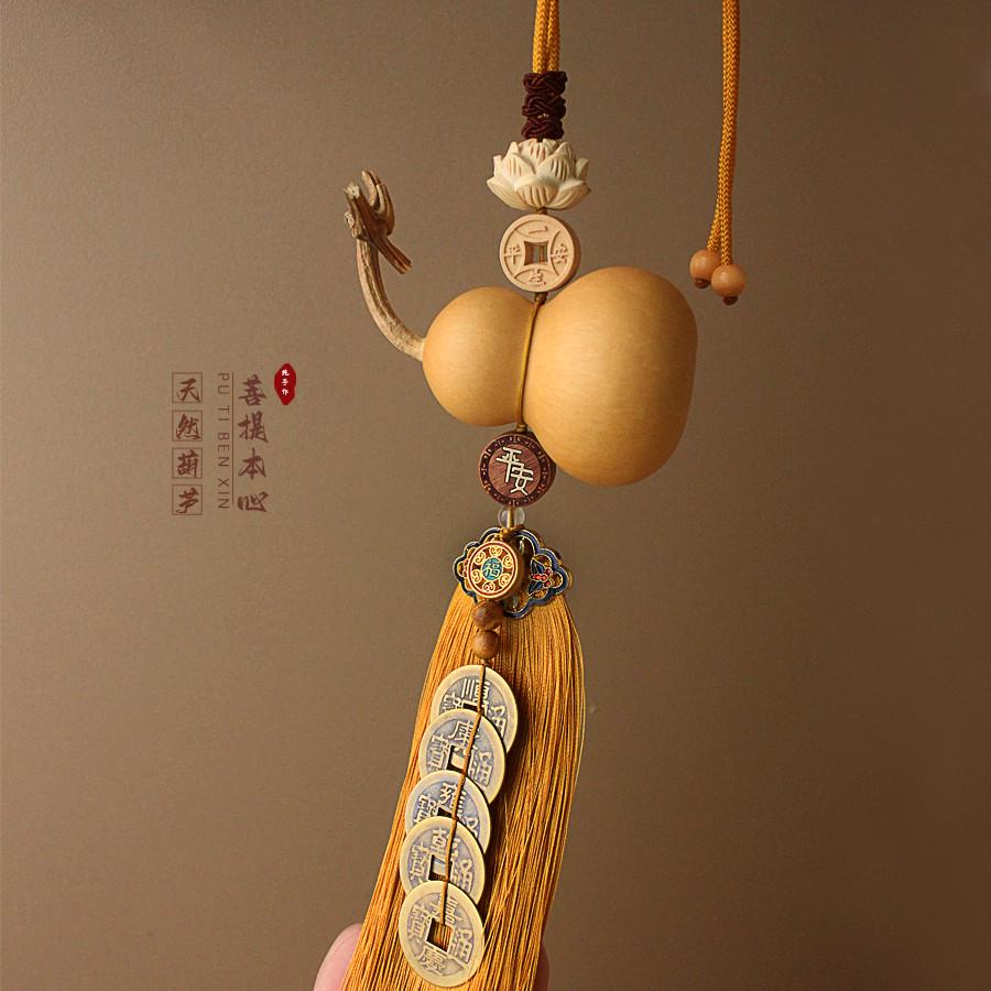 精品黄铜五帝钱门对门葫芦挂件天然开口大门客厅卧室金色流苏福字
