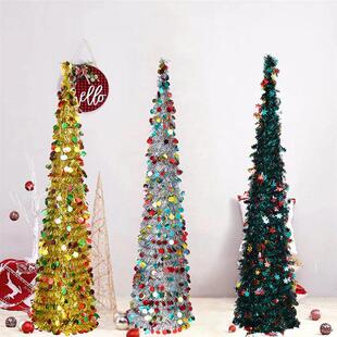 Cone Collapsible Shape Telescopic Xmas Tinsel Tree