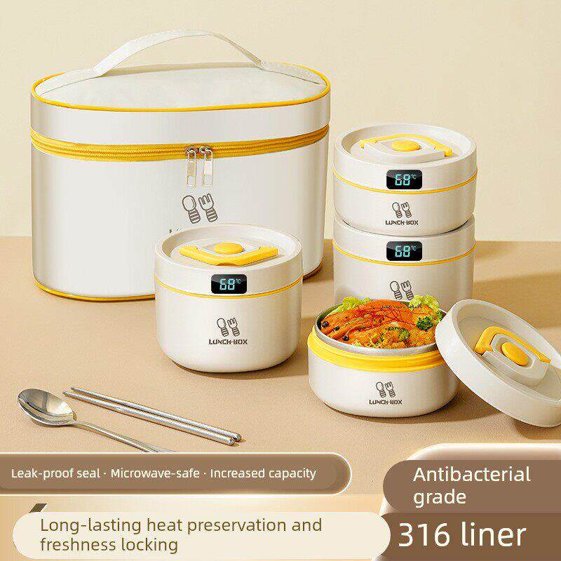 316不锈钢保温饭盒上班族学生日式保温桶微波炉加热便当盒午餐盒