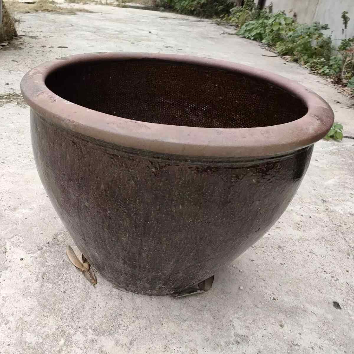 5荷00斤水缸粗陶发669酵腌庭菜缸睡莲瓷花缸院摆件莲子浸泡陶缸
