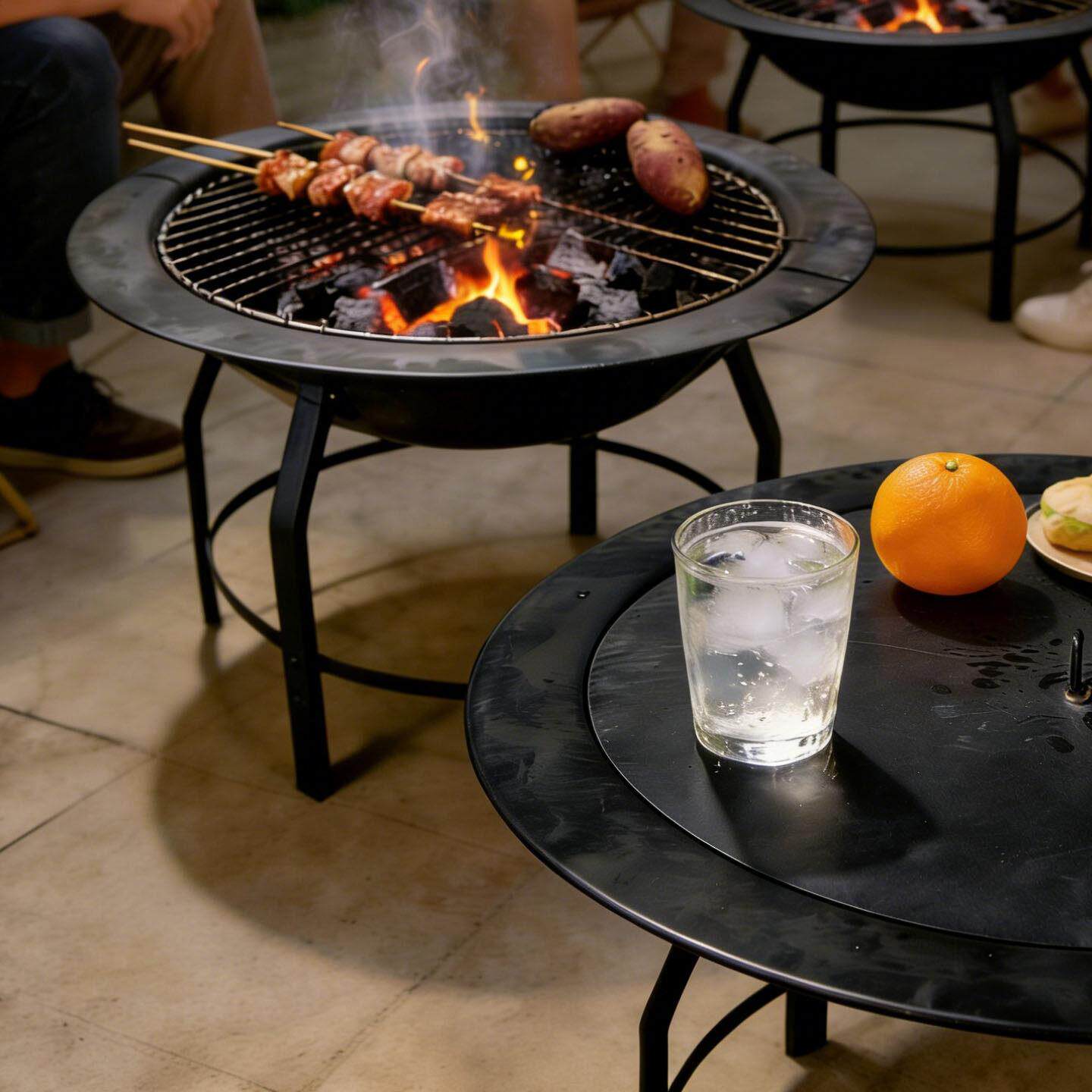 家用炭火炉烧烤炉庭院聚会烧烤架烧烤桌冬天取暖2025柴火炉多用炉