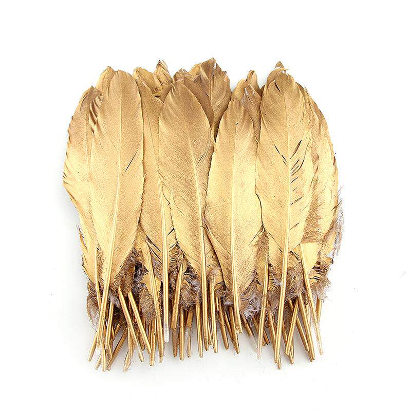 100pcs Gold Plated Feathers 5-7inches for Christmas图片