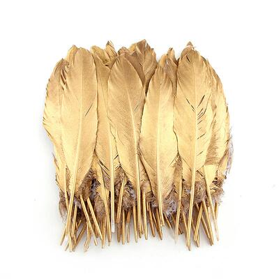 100pcs Gold Plated Feathers 5-7inches for Christmas