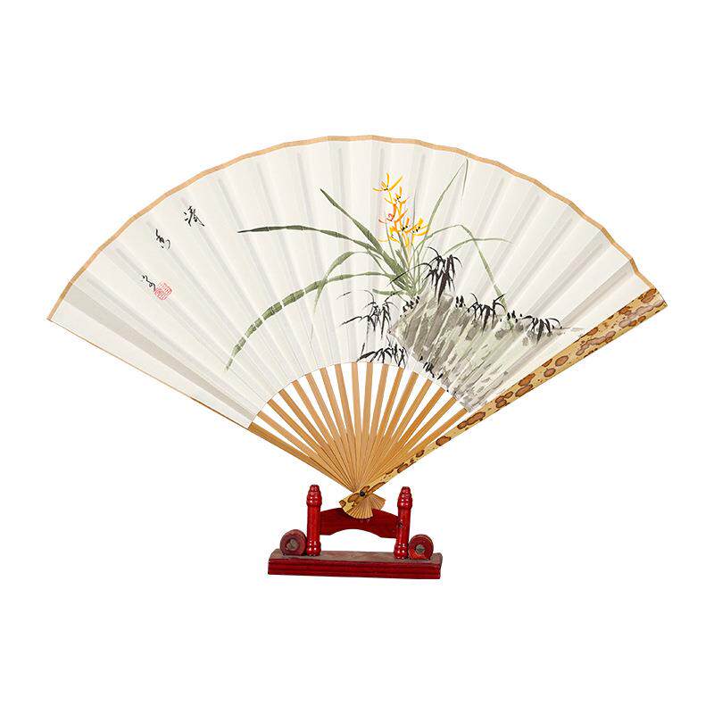 梅妃95寸斑竹折扇湘妃竹文玩扇子苏工扇面宣纸折扇