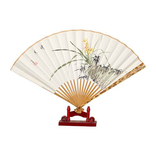 梅妃95寸斑竹折扇湘妃竹文玩扇子苏工扇面宣纸折扇