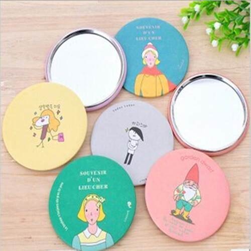 Cartoon Mini Portable Makeup Mirror Small Round Mirror Cute