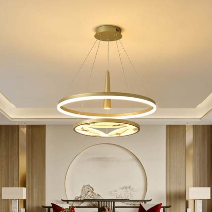 吊灯餐厅led书房吊灯卧室新国风客厅样板房中式中圆形灯别墅简约