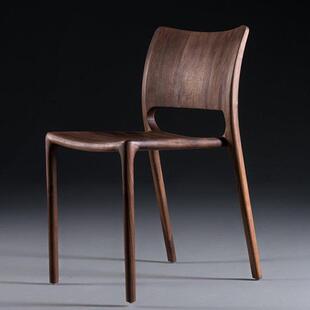 北美黑胡桃木榫椅子卯简约闲餐厅餐IBF纯椅实木休书桌椅厂家连体