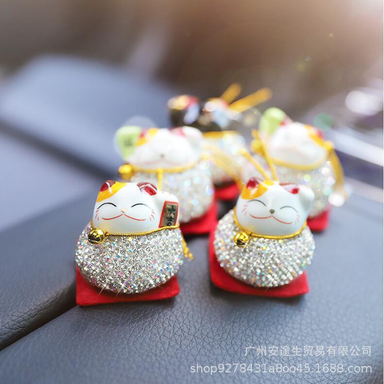 汽车摆件创意仪表台五福招财猫摆件车载招手猫摆件车内饰品个性