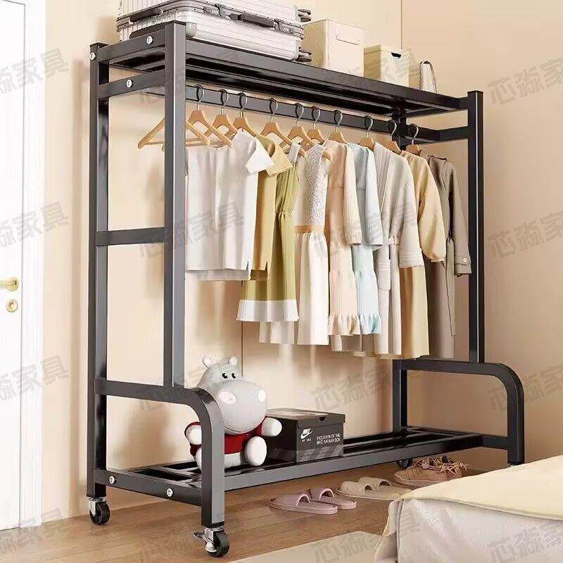 简易晾衣架立式宿舍架子挂衣架加粗晒衣服家用阳台加厚落地衣帽架