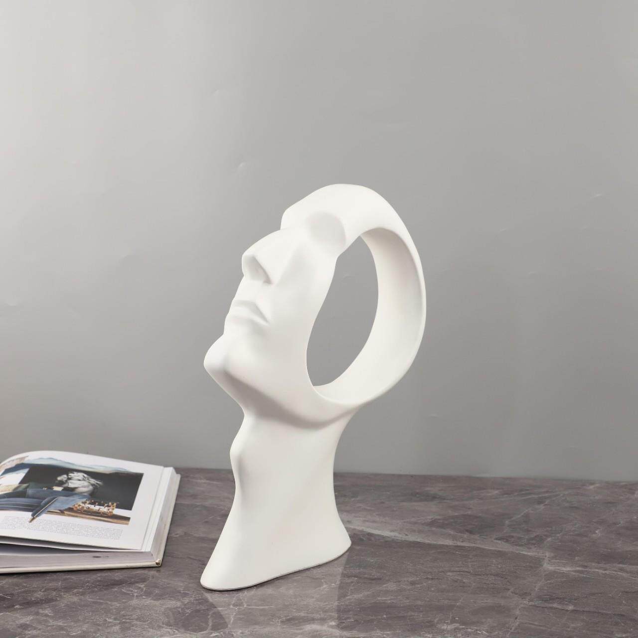 北欧创意抽象树脂镂空头像人物雕塑摆件客厅玄关书房软装家居饰品