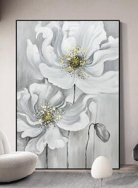 手绘油画《遇见花开》客厅沙发背景墙装饰画玄关挂画轻奢餐厅壁画