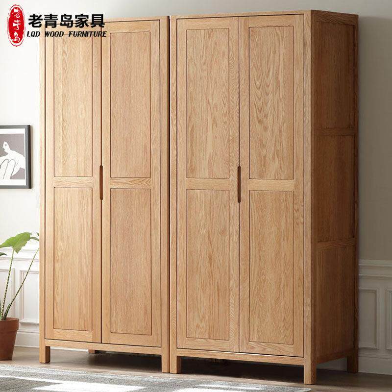 全实木衣柜现代简约橡木单门两门四门卧室家用组合大衣橱工厂直销