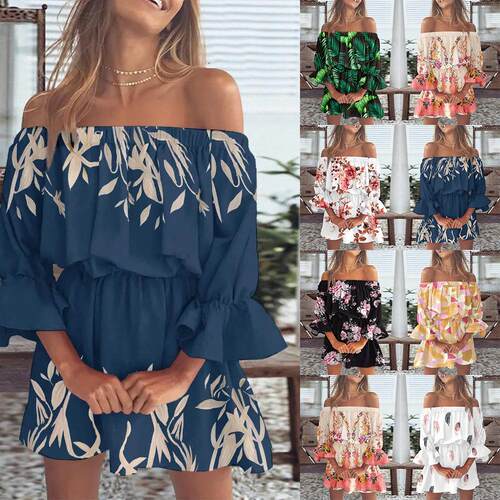 One shoulder printed dress for women's clothing