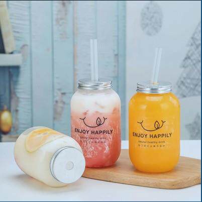 网红自制杨枝甘露胖胖杯圆肩瓶大喜茶瓶饮料果汁胖胖透明奶茶杯子