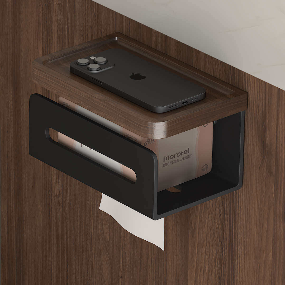 黑胡桃木卫生间纸巾盒置物架壁挂抽纸盒浴室免打孔厕所纸架卷纸架,收纳整理,纸巾架,淘宝优惠券,粉丝福利购,淘宝优惠卷