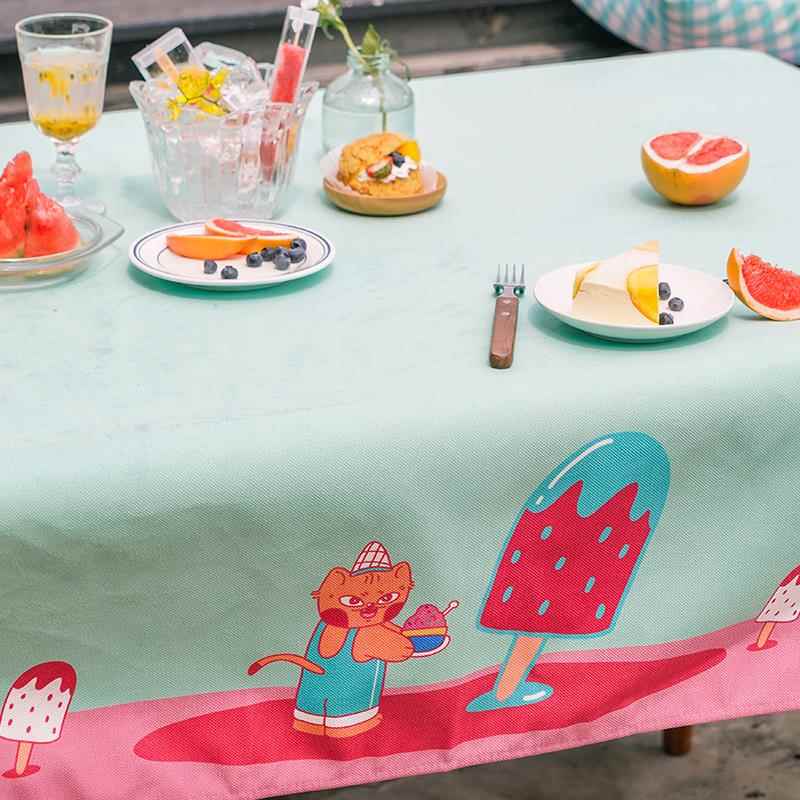 冰淇淋西F76M9799格子夏桌天布电视餐柜瓜盖布餐桌垫台布茶几桌布
