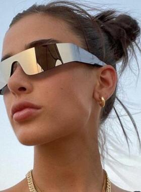 2000S Aesthetic Y2K Sunglasses Men One Piece Sports Sun Glas