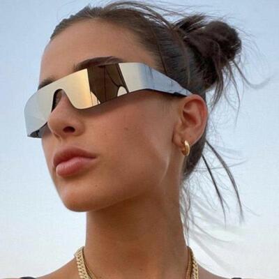 2000S Aesthetic Y2K Sunglasses Men One Piece Sports Sun Glas