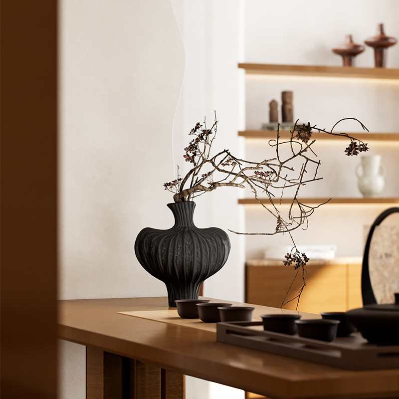 匠十三  中古侘寂风酒店大堂陈列软装饰品摆饰民宿公区陶瓷工艺品