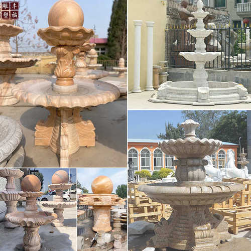 园林景观石雕喷泉 曲阳厂家 大型景观大理石喷泉雕刻 跌水钵喷泉