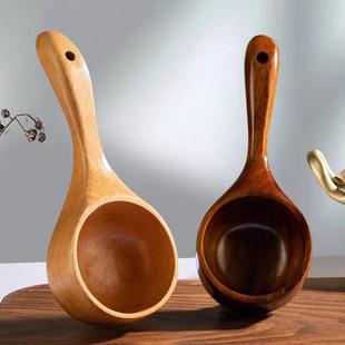 网红吃播勺创意餐具特大吃饭木勺实木干饭勺嗦粉勺日式水勺小水瓢