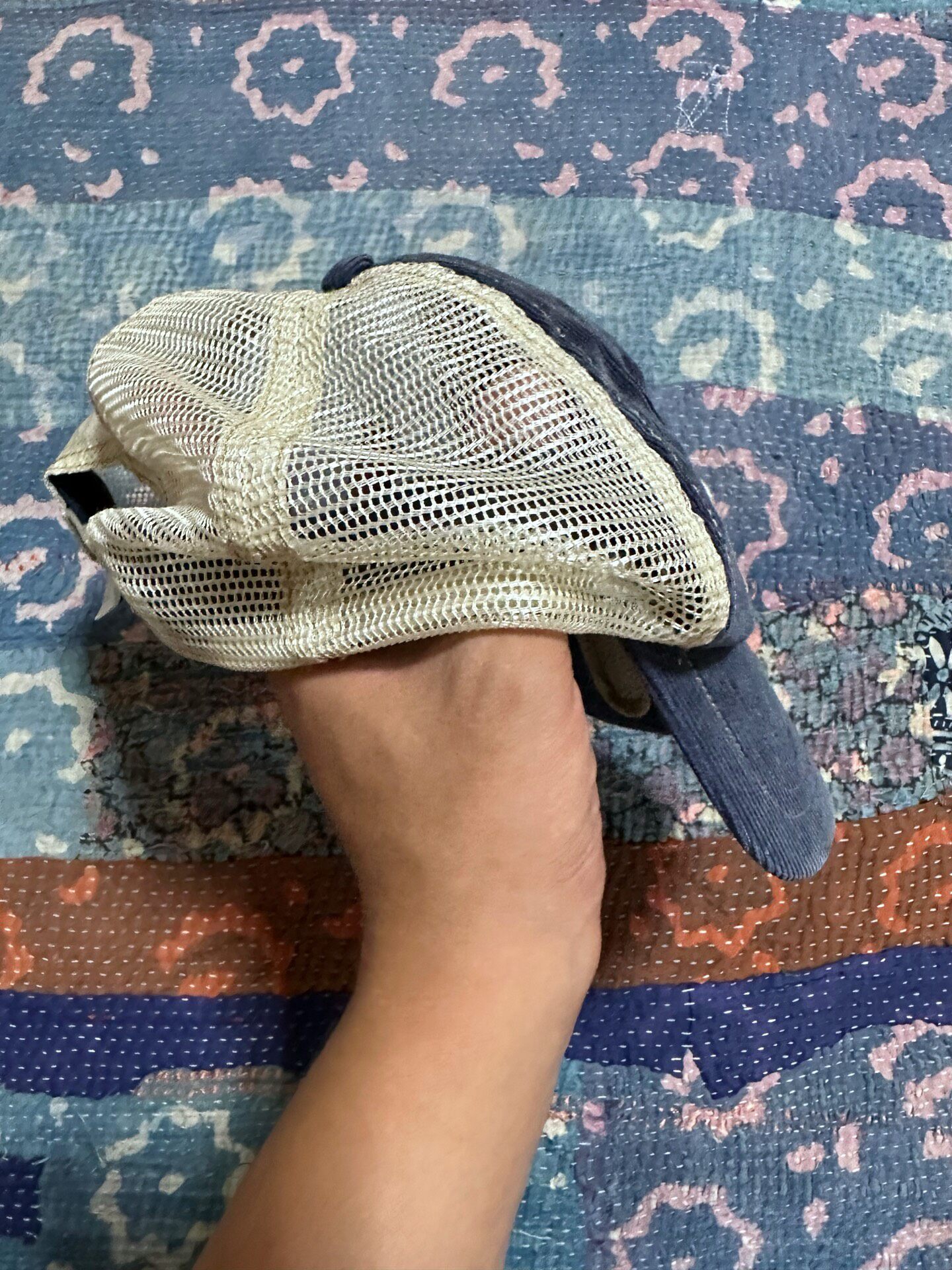 RRL Dark Blue Corduroy Trucker Cap — front