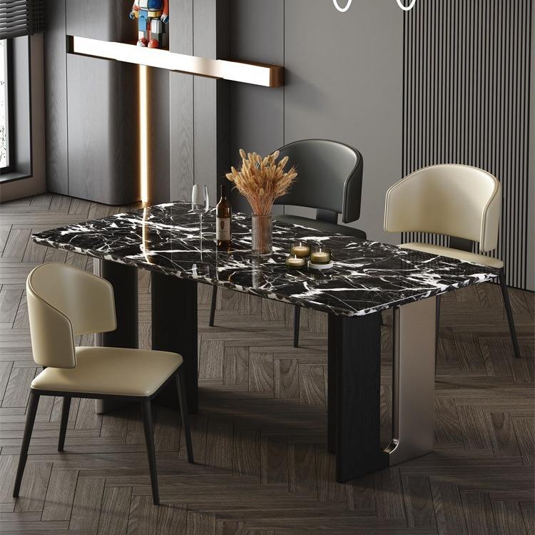 意式简户奢餐石大理石桌椅极组合现代简约小型家用设计OVV师款饭