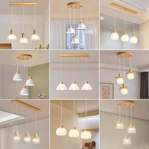 饭厅吊灯三头原木风简约餐桌吧台专用灯个性创意书房木艺卧室吊灯 - 封面