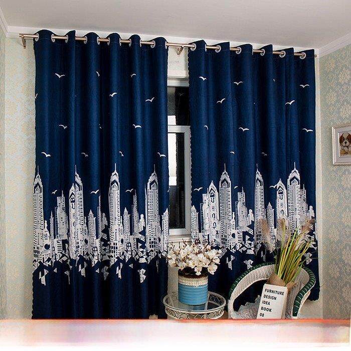 窗帘成品简约现代小短帘飘窗客厅卧室阳台遮光布料免打孔安装包邮