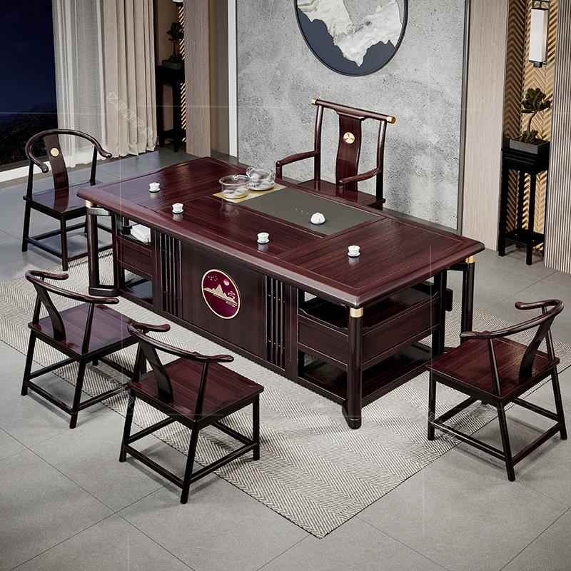 高档新功中式高端台红木茶办茶公室客厅家用花梨木茶桌椅组合实木