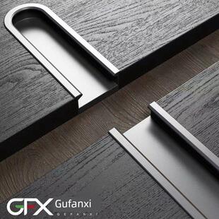 柜门U型暗拉手隐形意式简约开槽隐藏内嵌式抽屉橱柜子衣柜小拉手