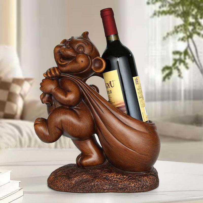 生肖猴红酒架摆件创意简约中式葡萄酒酒托 托红酒置物架客厅酒柜