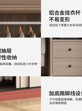 衣柜移家用卧室小型省空间推拉布纹灰大门出租房户简易门新20款25
