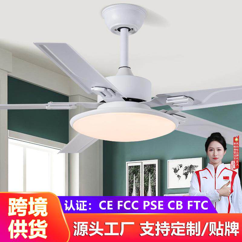 吊扇灯铁叶餐厅风扇灯客厅卧室家用简约现代带电风扇的吊灯欧式