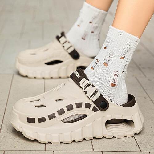 Summer mens hole shoes outdoor thick soles nonslip deodorant