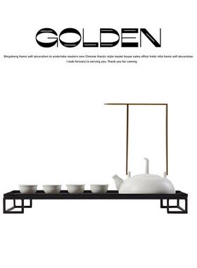 新中式禅意陶瓷功夫茶具套组翡绿茶壶茶杯托盘样板房软装饰品摆件