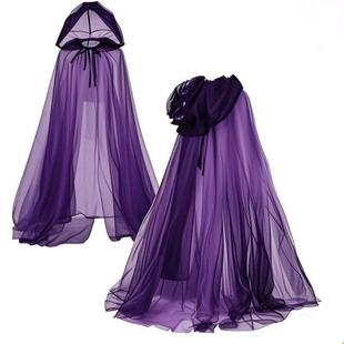 Witch Halloween Cloak Hoodie万圣节斗篷cos长款网纱连帽披风