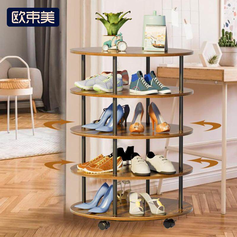 家用门口旋转鞋柜轻奢创意圆形圆鞋架