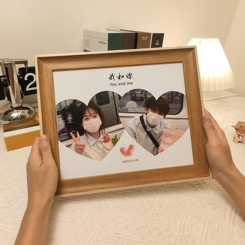照片打印加相框定制洗相片做成相册框架7寸摆台摆件10寸实木挂墙