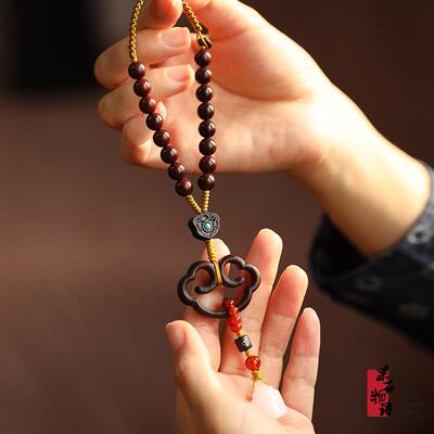 正品汽车挂件中国风安内吊饰品平如意高档小叶紫男檀车後照镜挂饰
