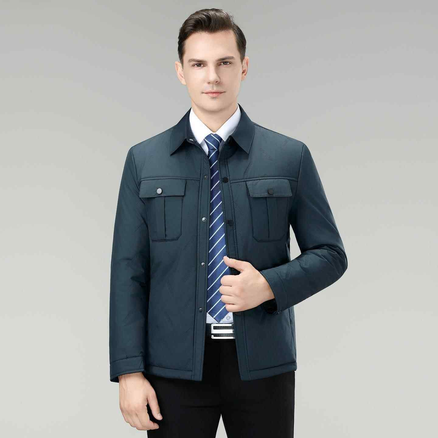 冬季6828-F男式棉丝翻桑领棉衣男中年商务休闲高级感行政高端蚕男