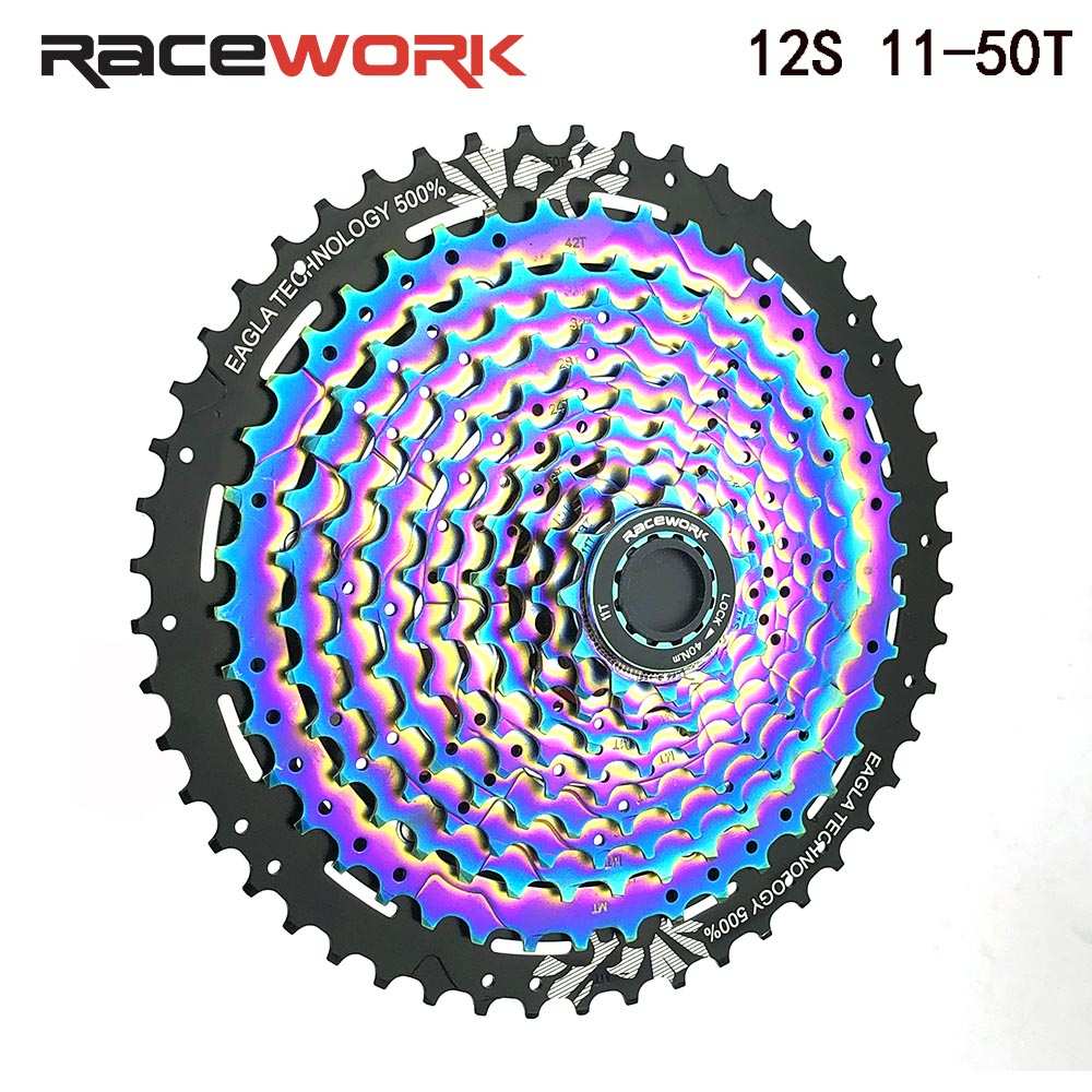 产racework改装卡式50t11自行车齿轮速12七彩彩色飞轮速山地台炫